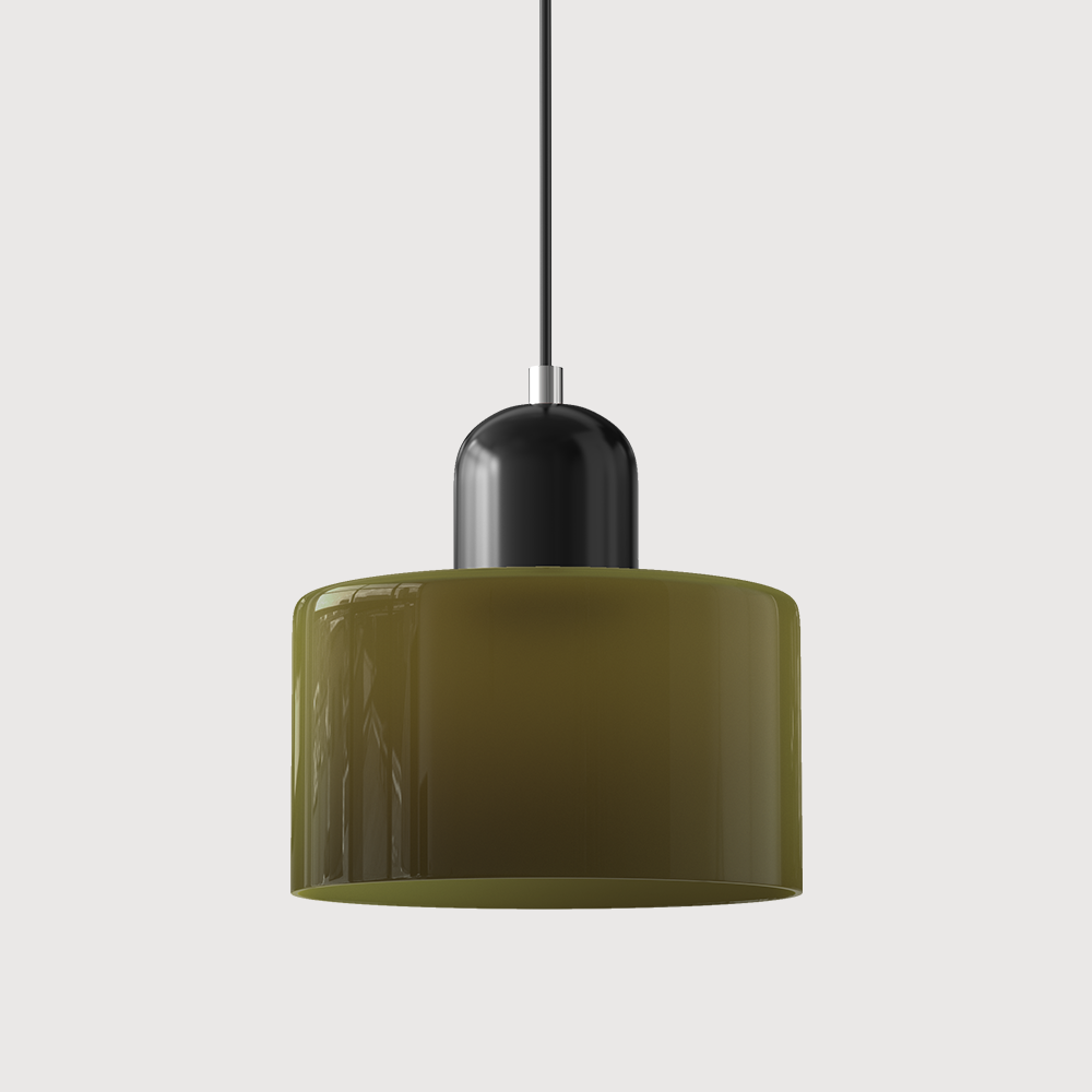 Kleine glazen hanglamp in Bauhaus-stijl