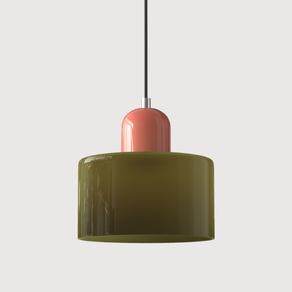 Kleine glazen hanglamp in Bauhaus-stijl