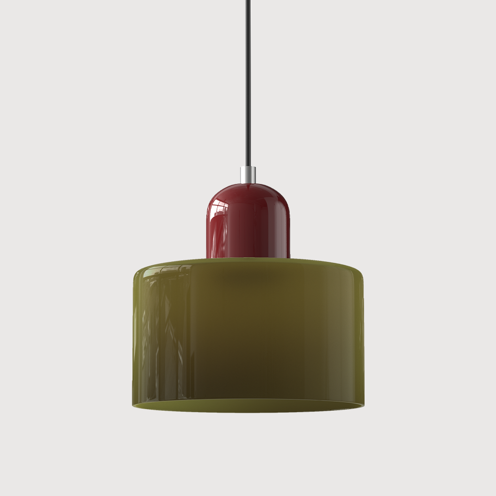 Kleine glazen hanglamp in Bauhaus-stijl