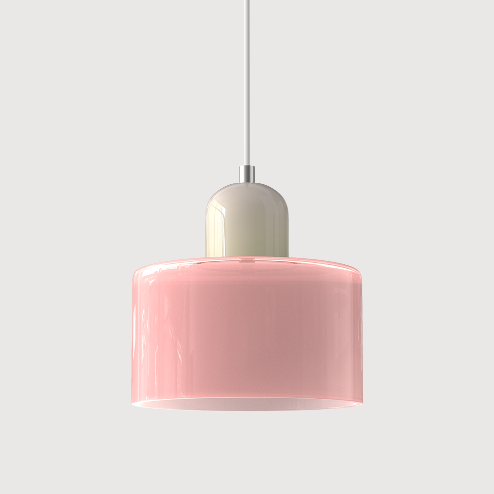 Kleine glazen hanglamp in Bauhaus-stijl