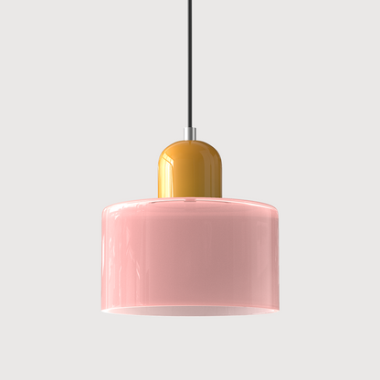 Kleine glazen hanglamp in Bauhaus-stijl
