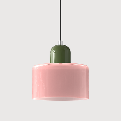 Kleine glazen hanglamp in Bauhaus-stijl