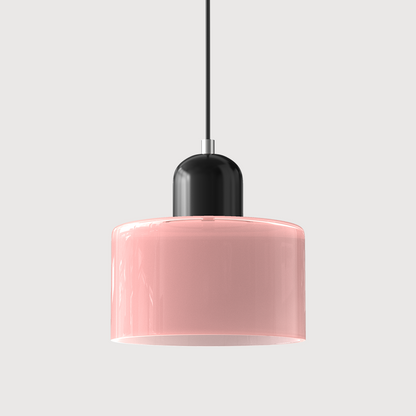 Kleine glazen hanglamp in Bauhaus-stijl