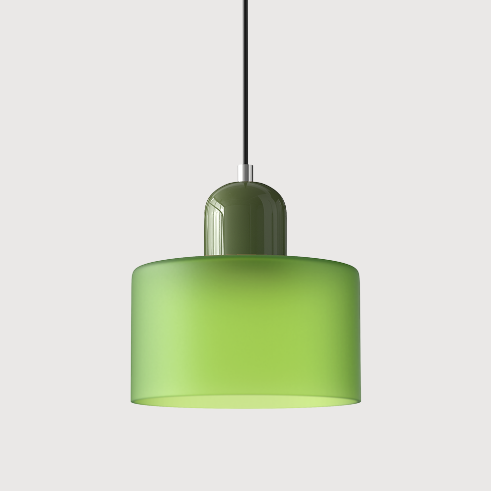 Kleine glazen hanglamp in Bauhaus-stijl