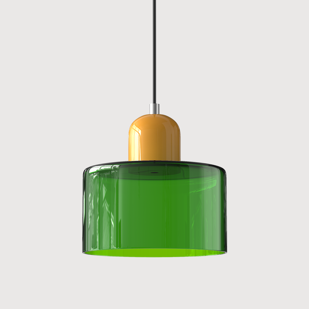 Kleine glazen hanglamp in Bauhaus-stijl