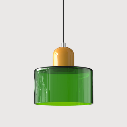 Kleine glazen hanglamp in Bauhaus-stijl