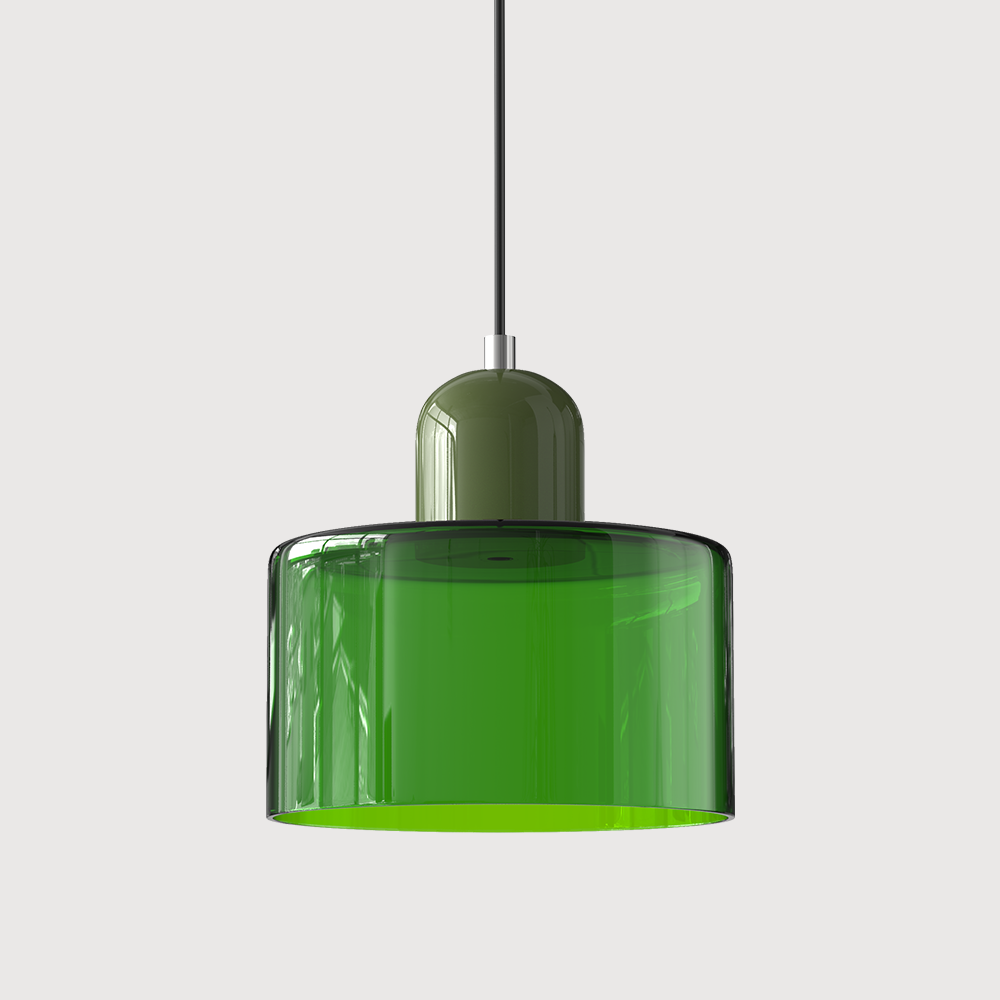 Kleine glazen hanglamp in Bauhaus-stijl