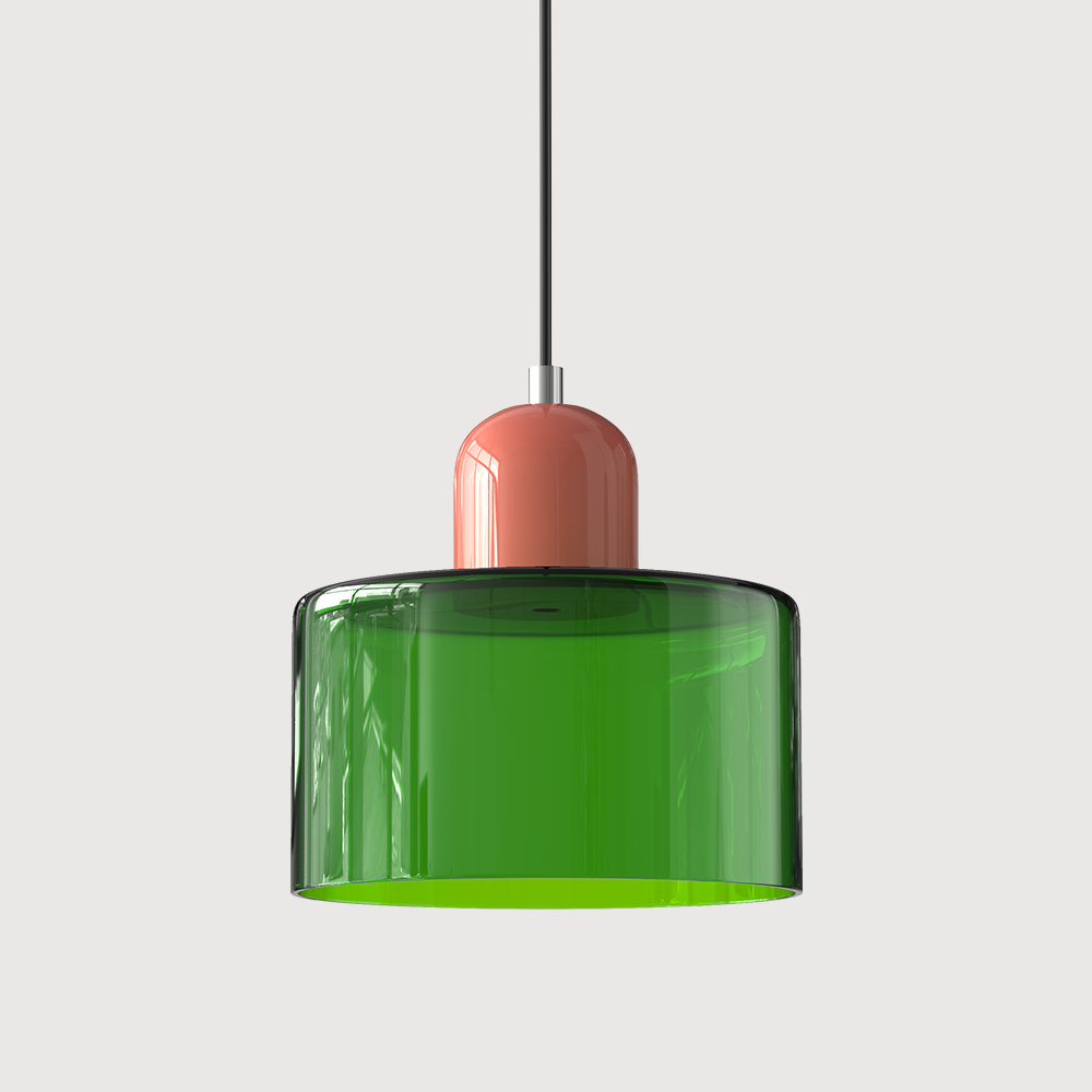 Kleine glazen hanglamp in Bauhaus-stijl