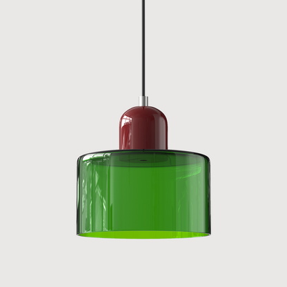 Kleine glazen hanglamp in Bauhaus-stijl