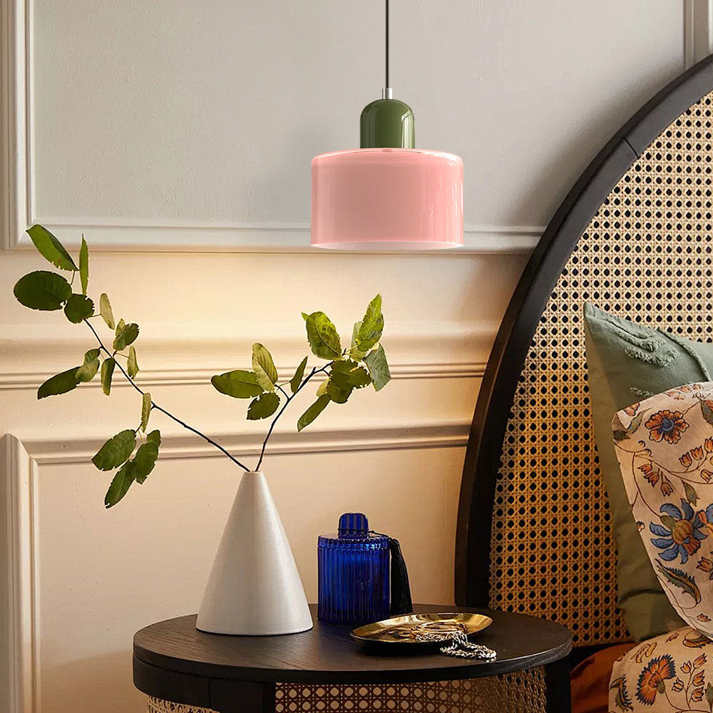 Kleine glazen hanglamp in Bauhaus-stijl