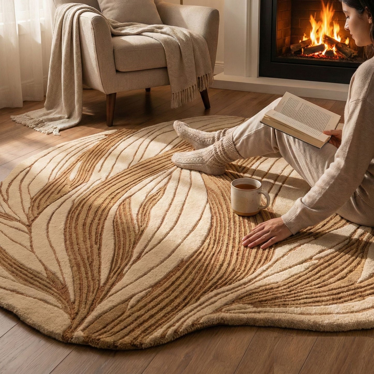 Wollen tapijt met structuur