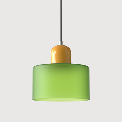 Kleine glazen hanglamp in Bauhaus-stijl