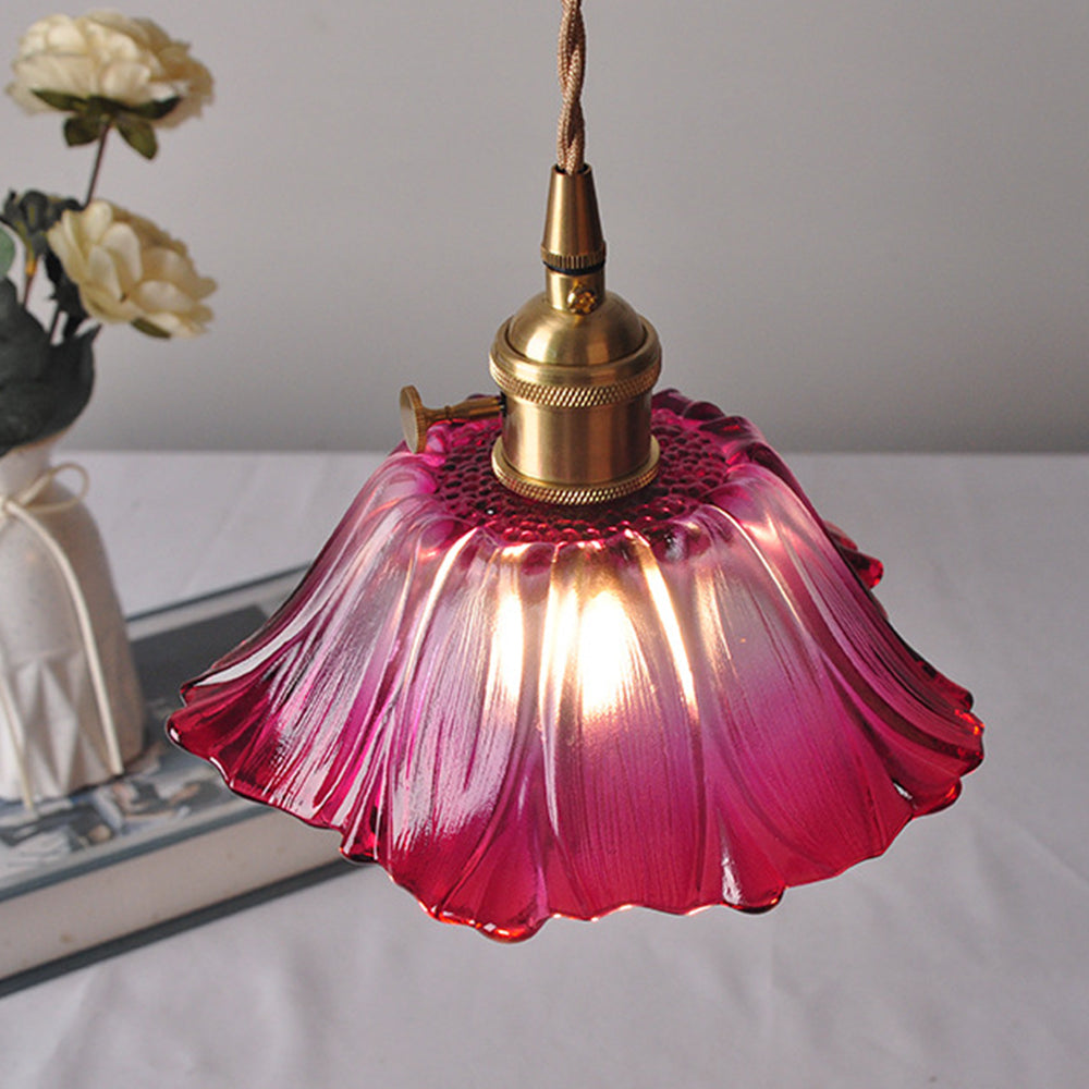 Retro Bloemen Glazen Hanglamp