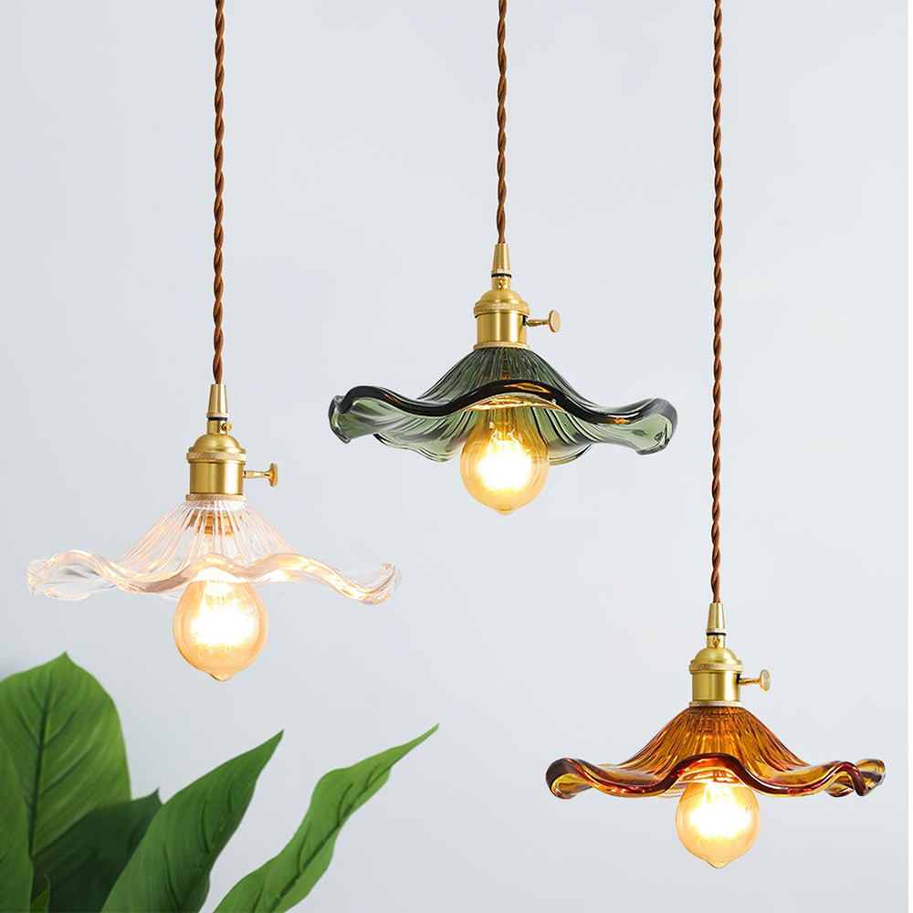 Bloemen glazen hanglamp