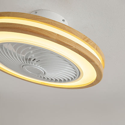 Moderne ronde houten LED plafondventilator met licht