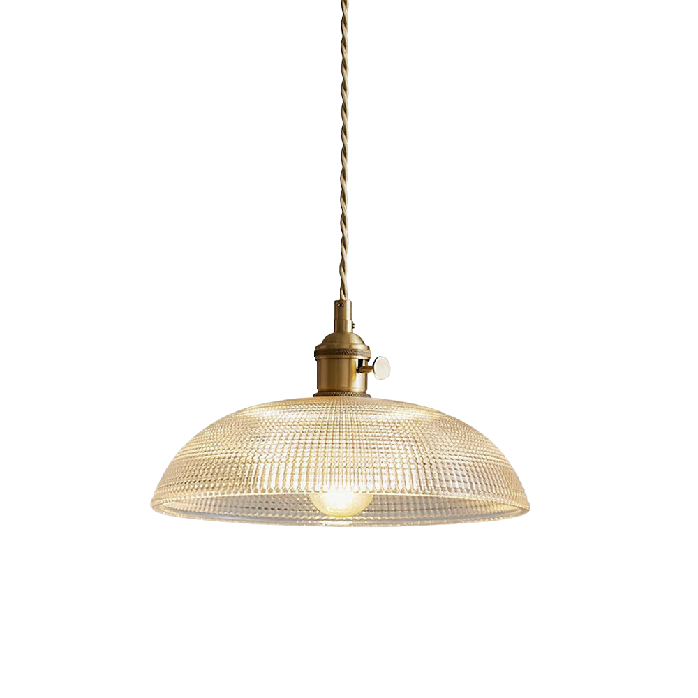 Geribbelde glazen retro hanglamp