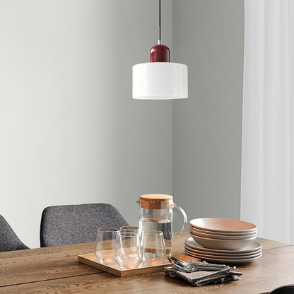 Kleine glazen hanglamp in Bauhaus-stijl