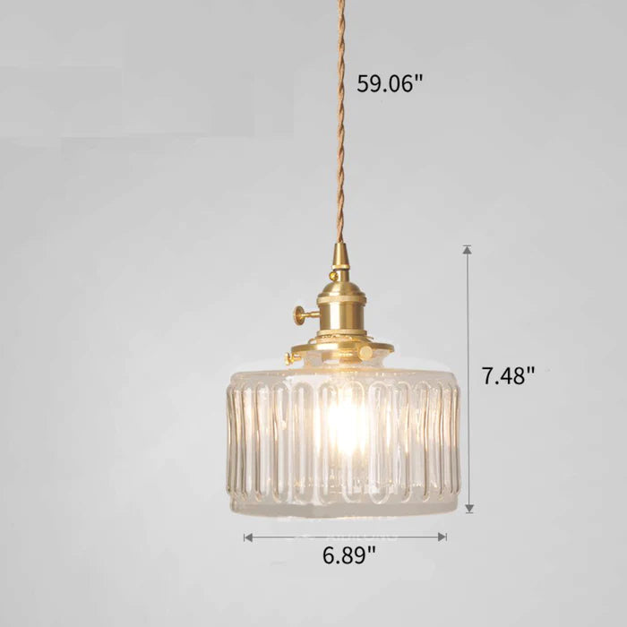 Cilinderhanglamp van gestructureerd glas