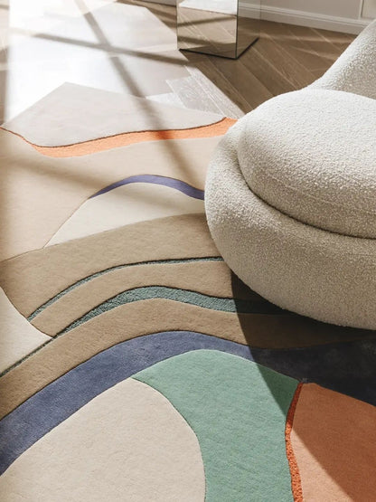 Multicolor wollen vloerkleed modern design