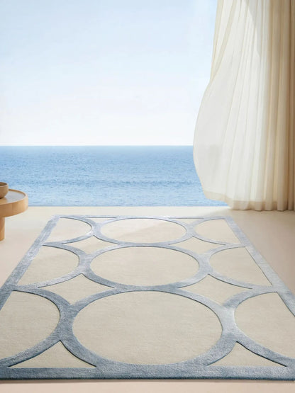 Moderne wollen vloerkleed voor woonkamer crème