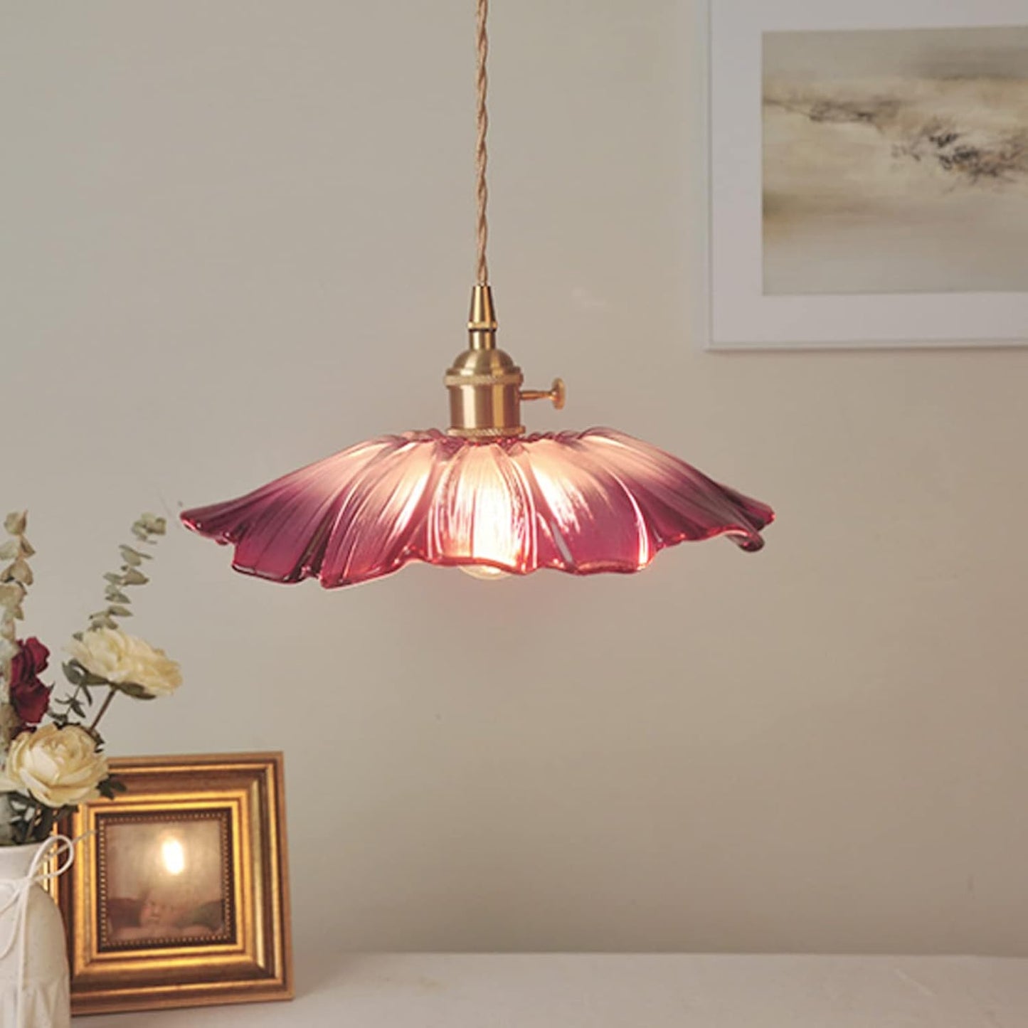 Retro Bloemen Glazen Hanglamp