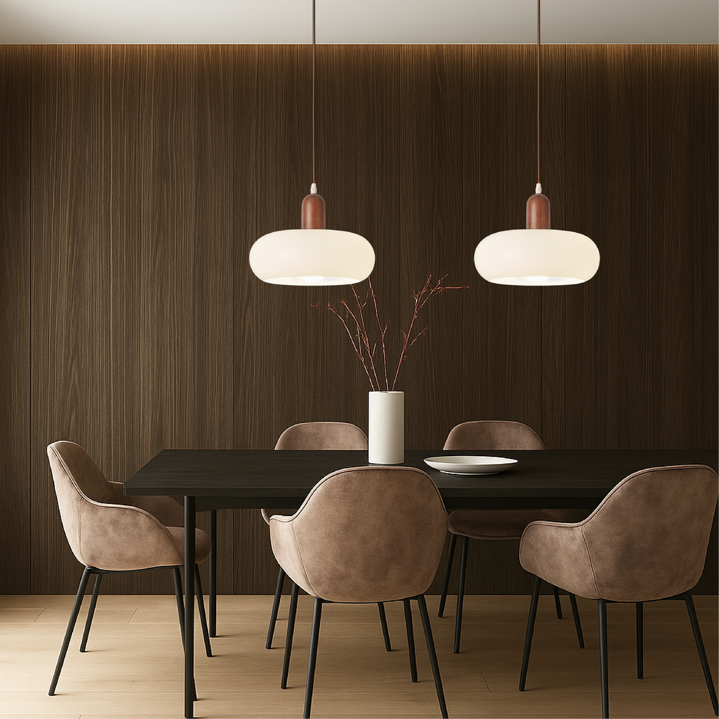 Scandinavische hanglamp in crème