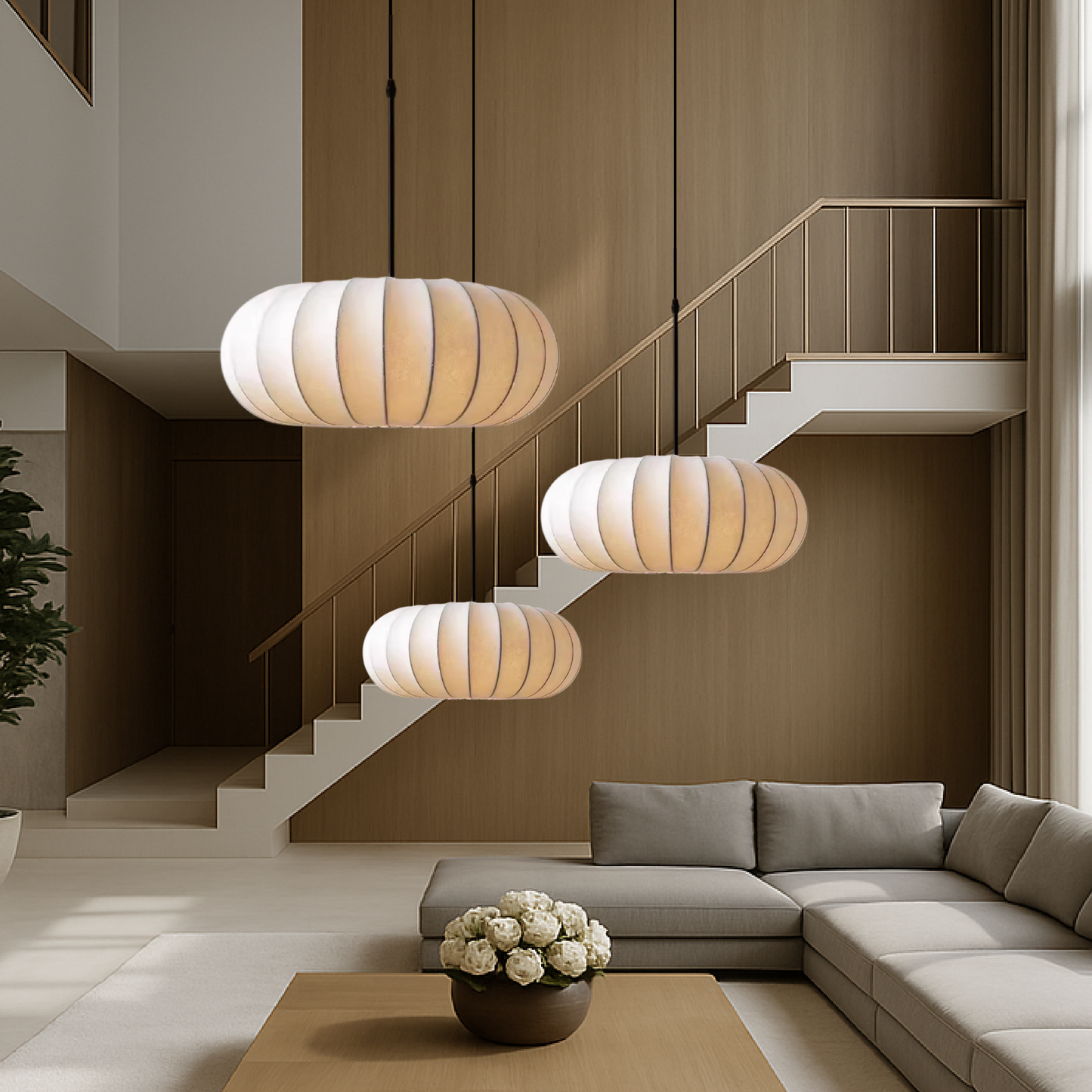 Elegante zijden hanglampen