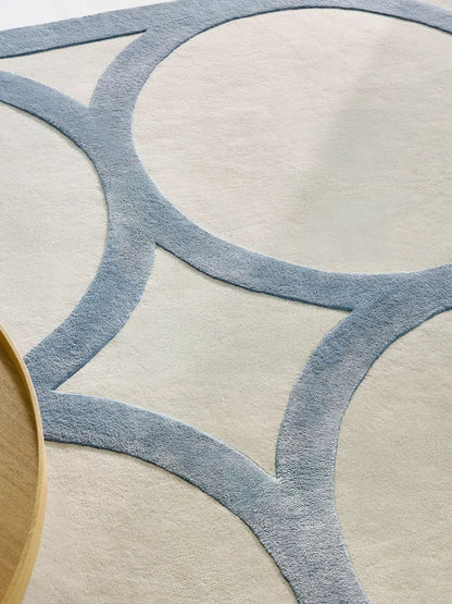 Moderne wollen vloerkleed voor woonkamer crème