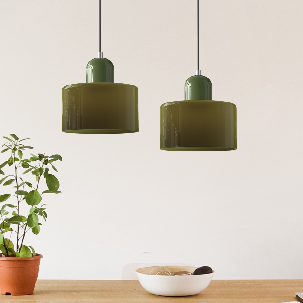 Kleine glazen hanglamp in Bauhaus-stijl