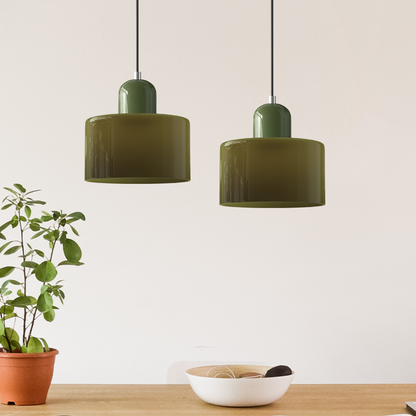 Kleine glazen hanglamp in Bauhaus-stijl