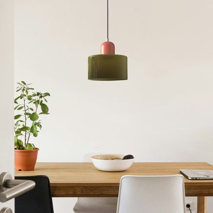 Kleine glazen hanglamp in Bauhaus-stijl