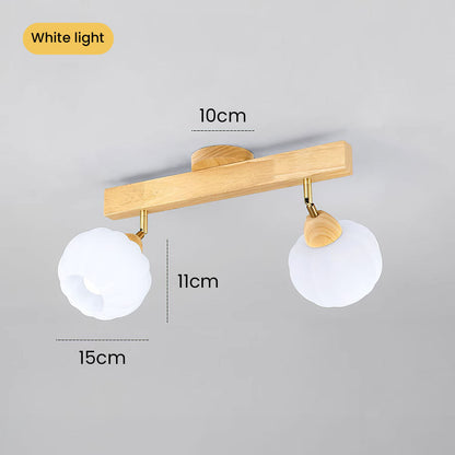 Minimalistische crèmekleurige en houten plafondspot