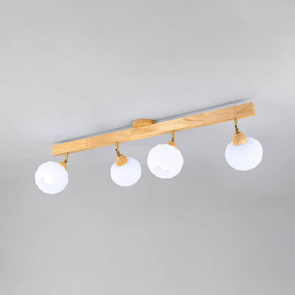 Minimalistische crèmekleurige en houten plafondspot