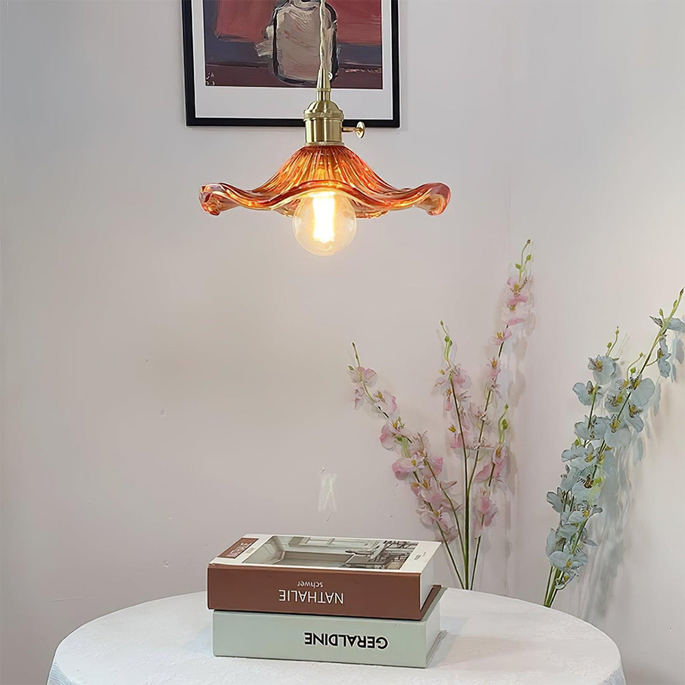 Bloemen glazen hanglamp