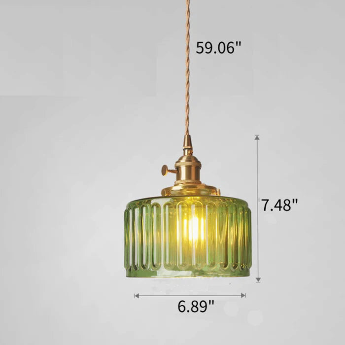 Cilinderhanglamp van gestructureerd glas