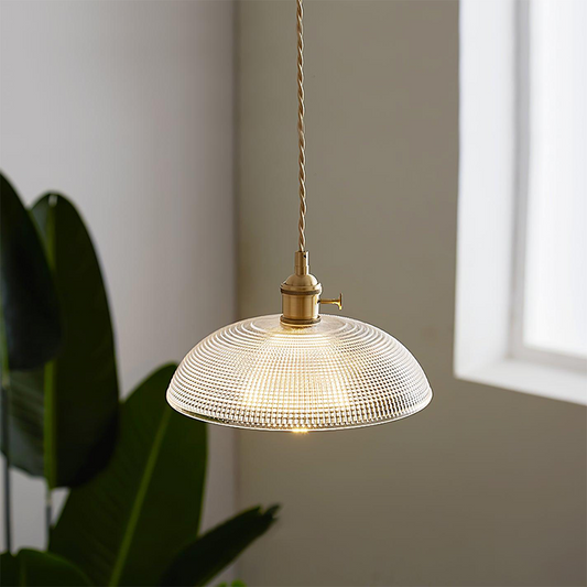 Geribbelde glazen retro hanglamp