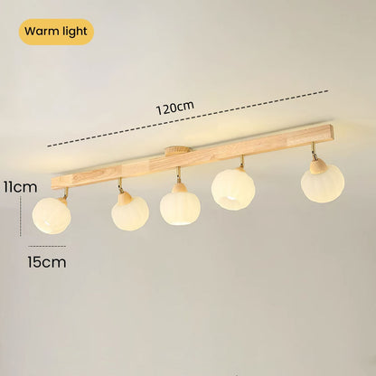 Minimalistische crèmekleurige en houten plafondspot