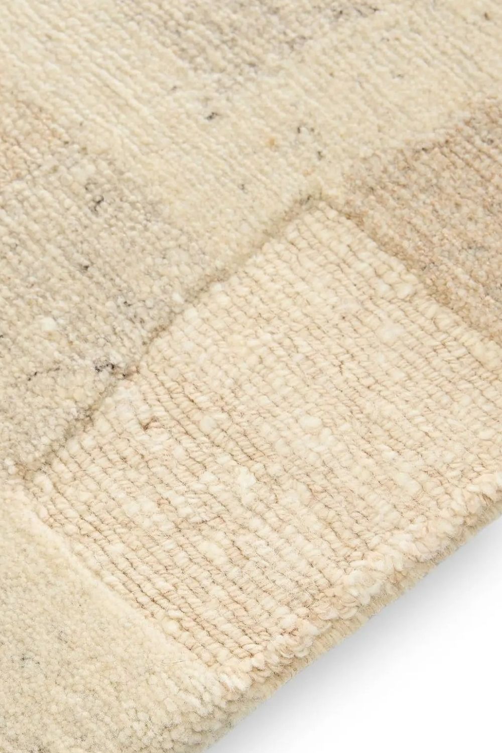 Beige met de hand geknoopte wollen vloerkleed