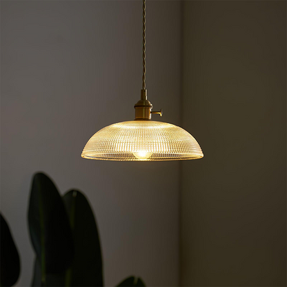 Geribbelde glazen retro hanglamp