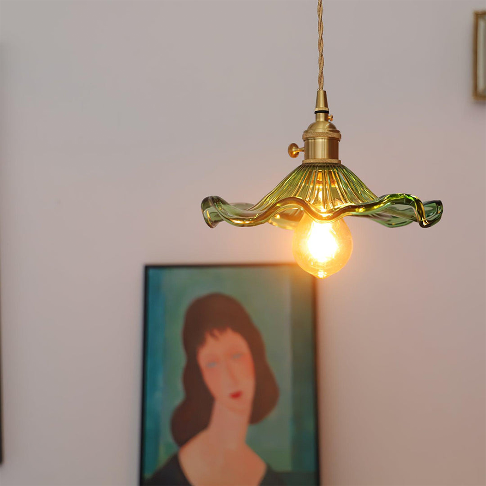 Bloemen glazen hanglamp