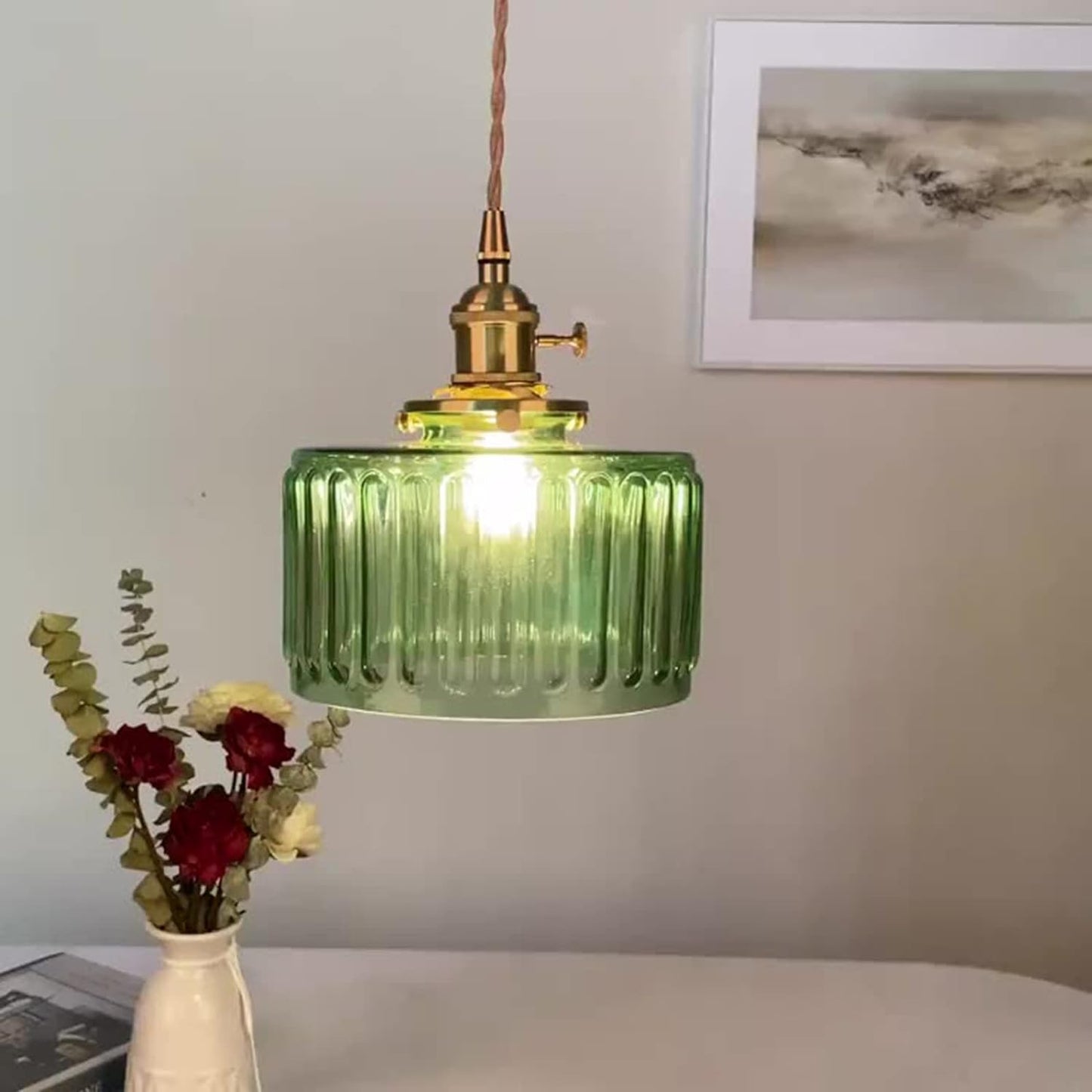 Cilinderhanglamp van gestructureerd glas