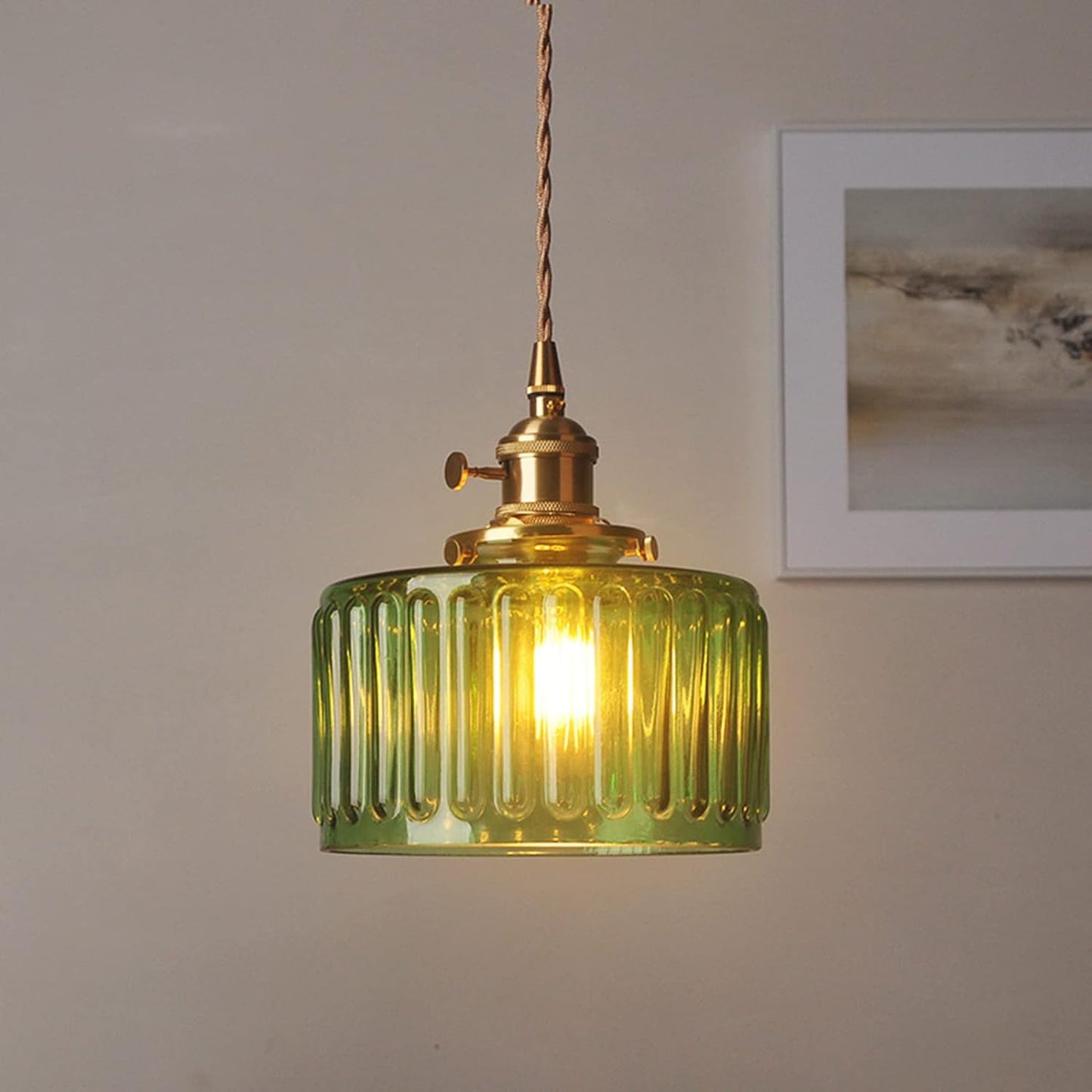 Cilinderhanglamp van gestructureerd glas