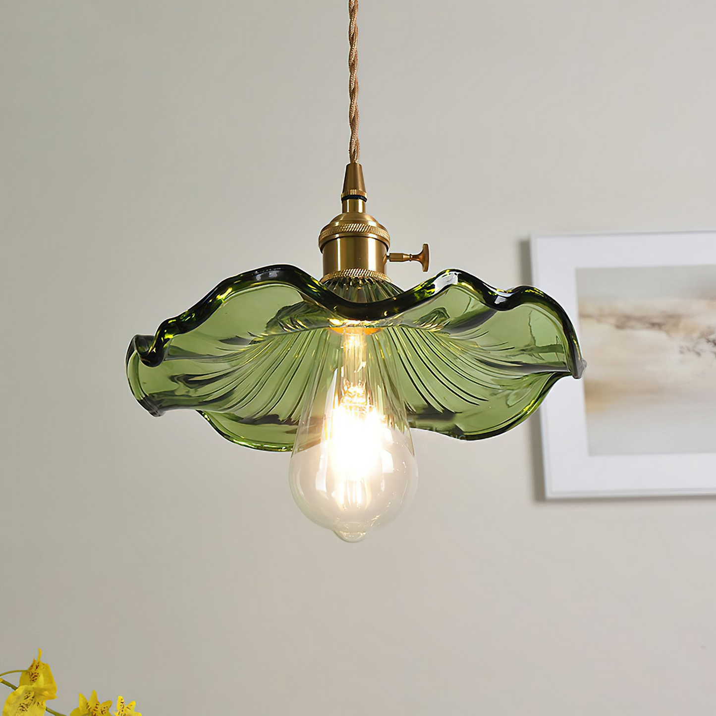 Bloemen glazen hanglamp