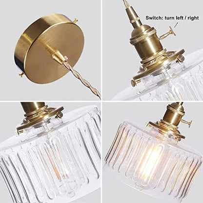 Cilinderhanglamp van gestructureerd glas