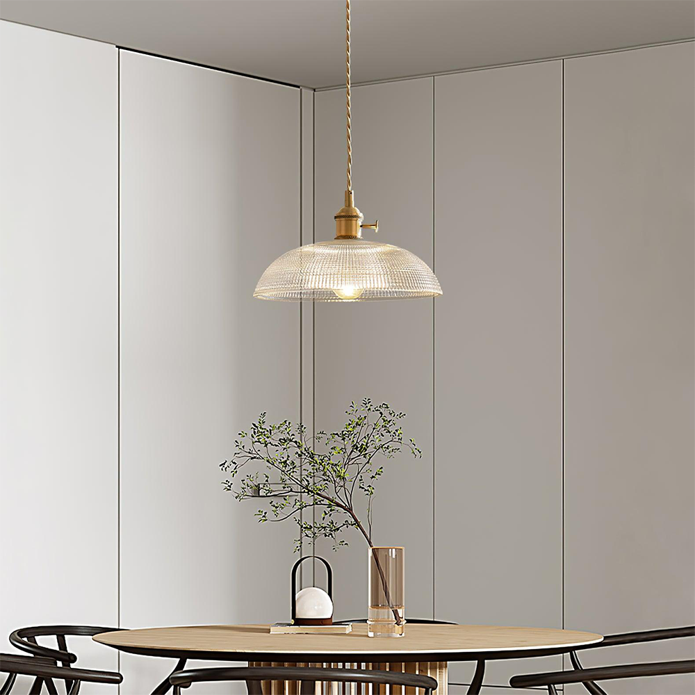 Geribbelde glazen retro hanglamp