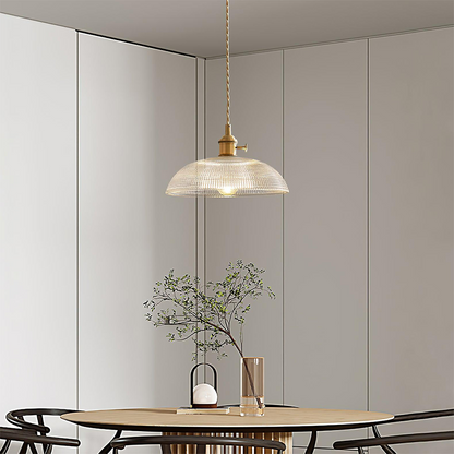 Geribbelde glazen retro hanglamp