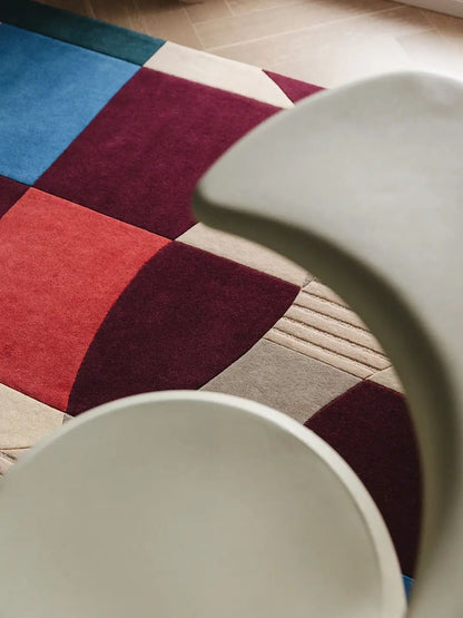Moderne wollen vloerkleed multicolor ontwerp