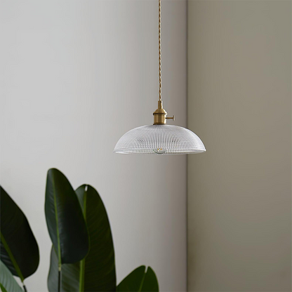Geribbelde glazen retro hanglamp