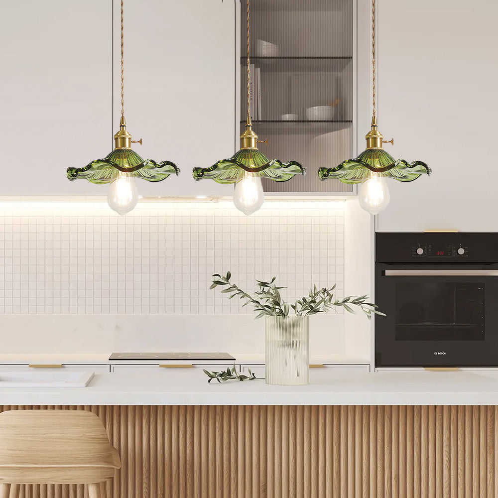 Bloemen glazen hanglamp