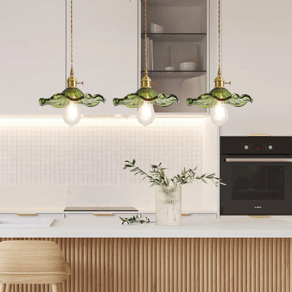 Bloemen glazen hanglamp